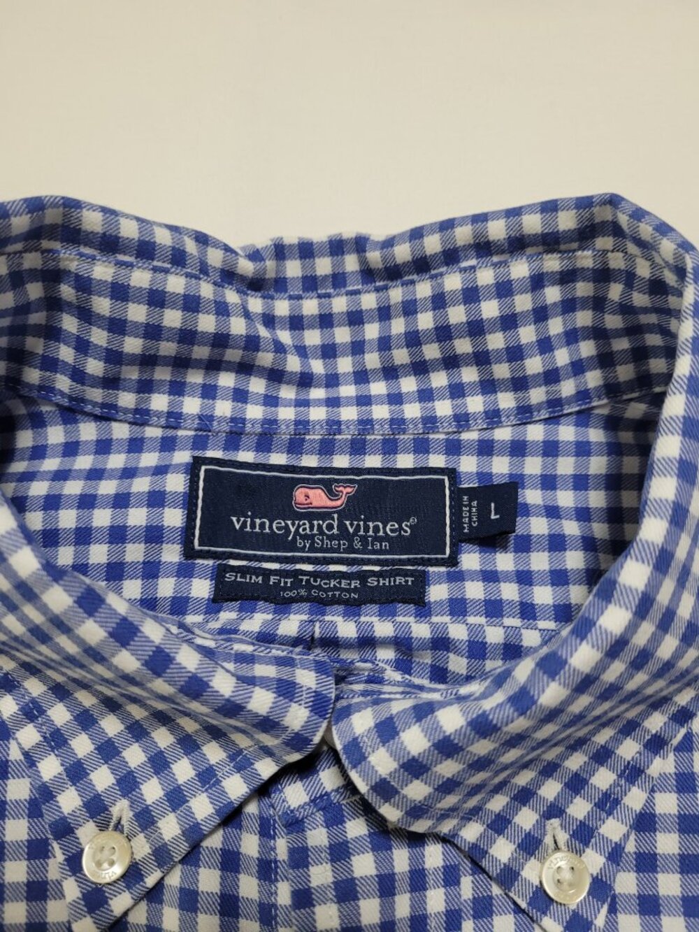 Vineyard Vines Mens Gingham Check Button Down Shirt Slim Fit Long Sleeve Large - Picture 4 of 9